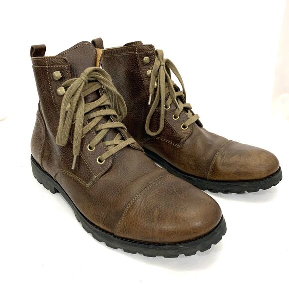 Fossil Pebbled Brown Leather Ankle Lace Up Boots Men Size 11M - Picture 9 of 16